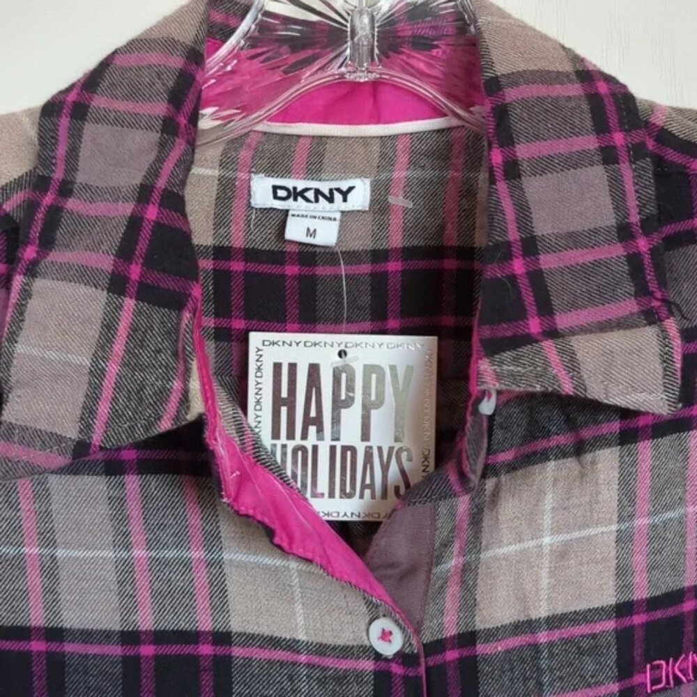 DKNY flannel night shirt gown Medium M NWT soft! - Picture 2 of 2